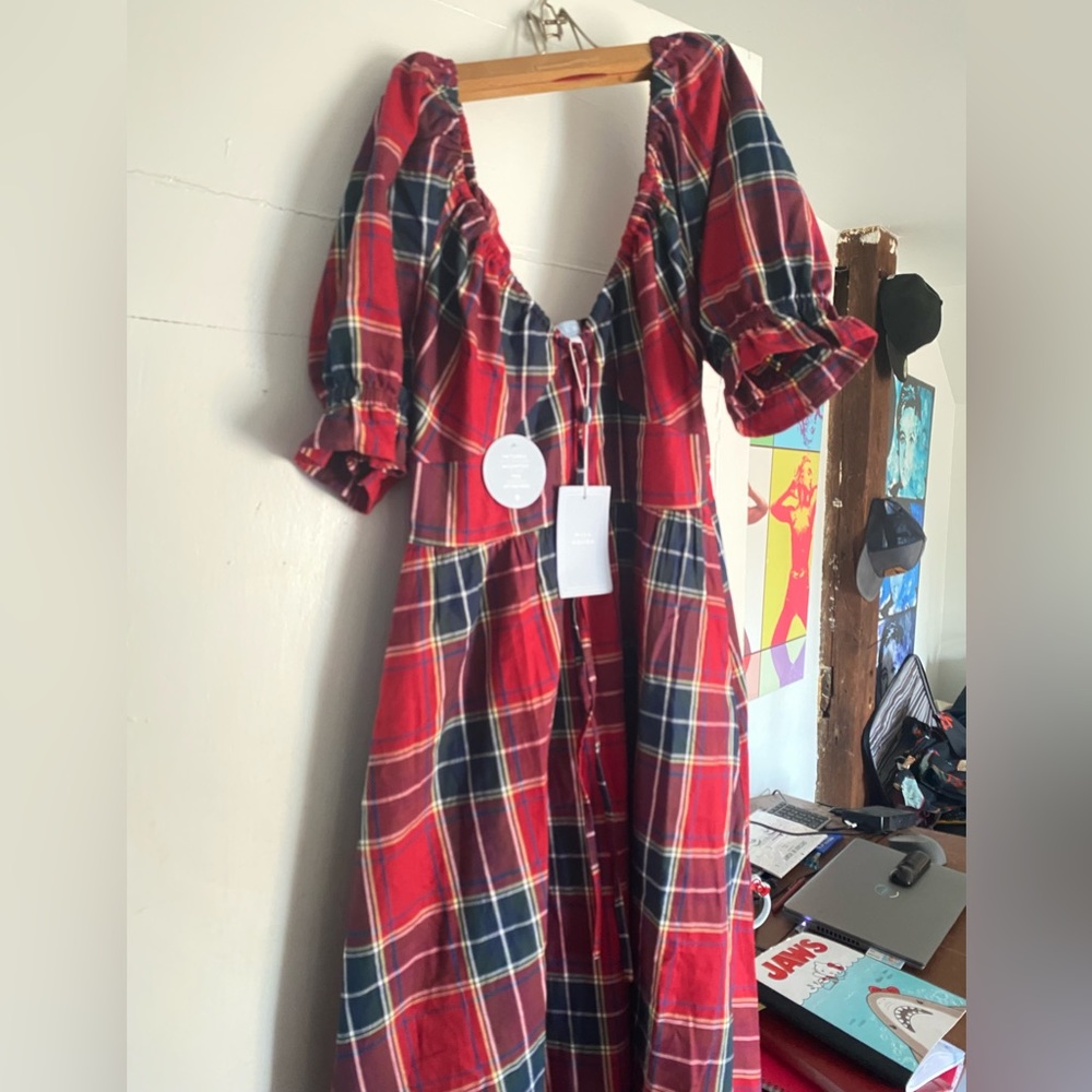 Hill House Home Ophelia Dress in Red Tartan size L